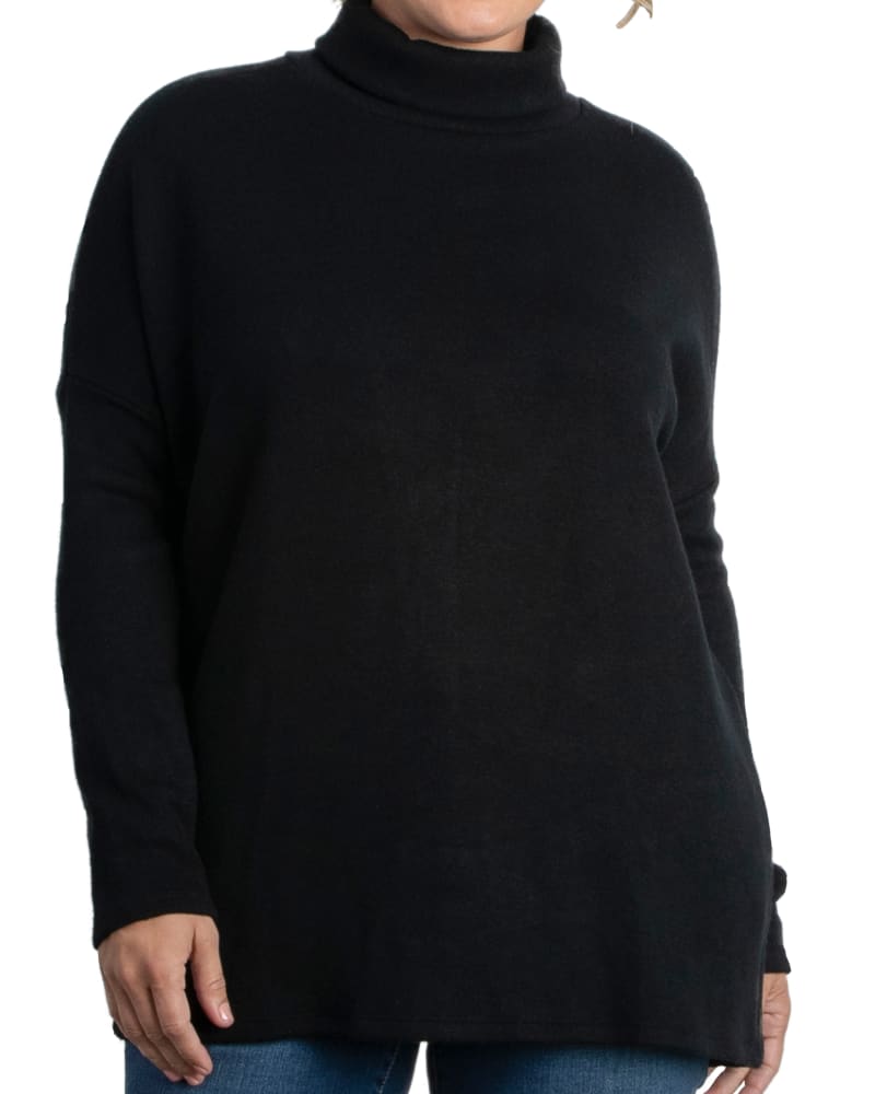 Plus Size Paris Turtleneck Tunic Sweater BLACK NOIR